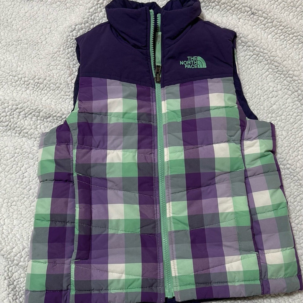 The North Face Purple and Green Checkered Vest
